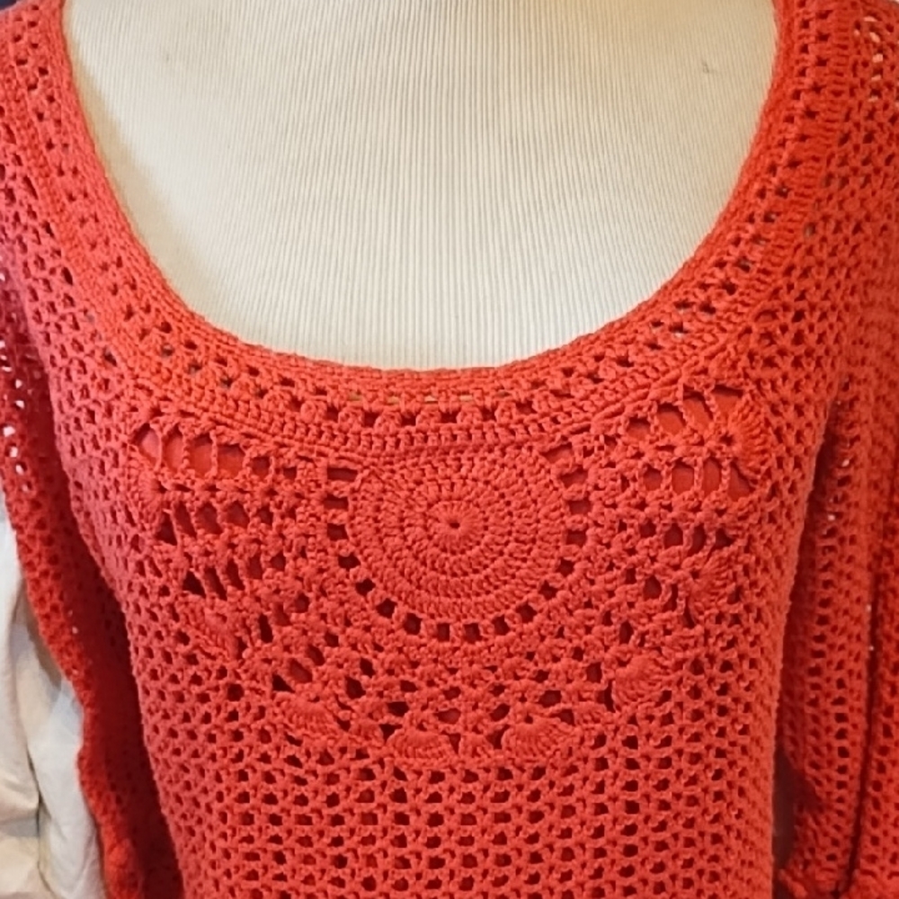 INC International Concepts Crochet Knit Sweater Dress Vibrant Pink - Picture 4 of 5